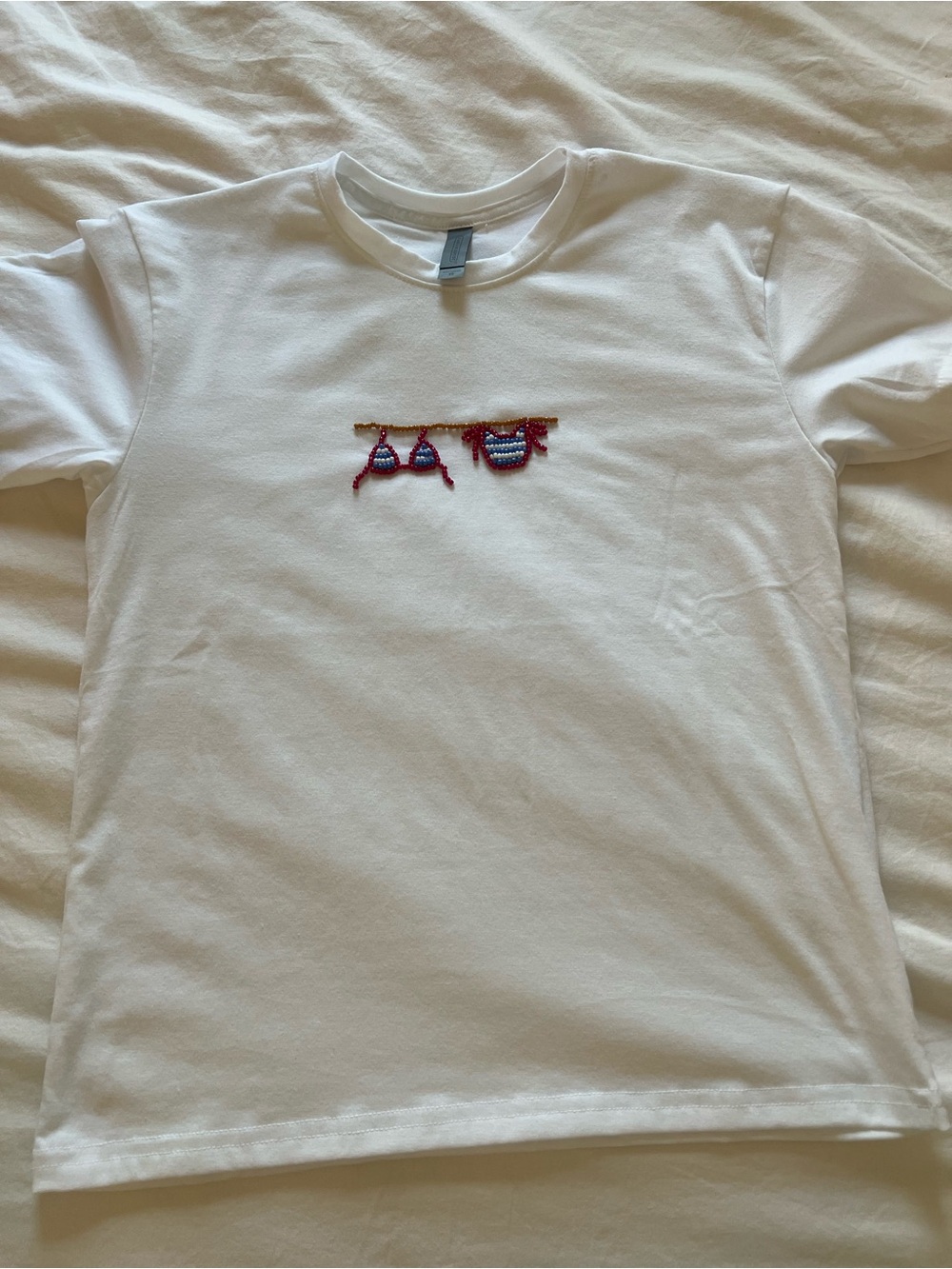 White Tee with Beaded Bikini
